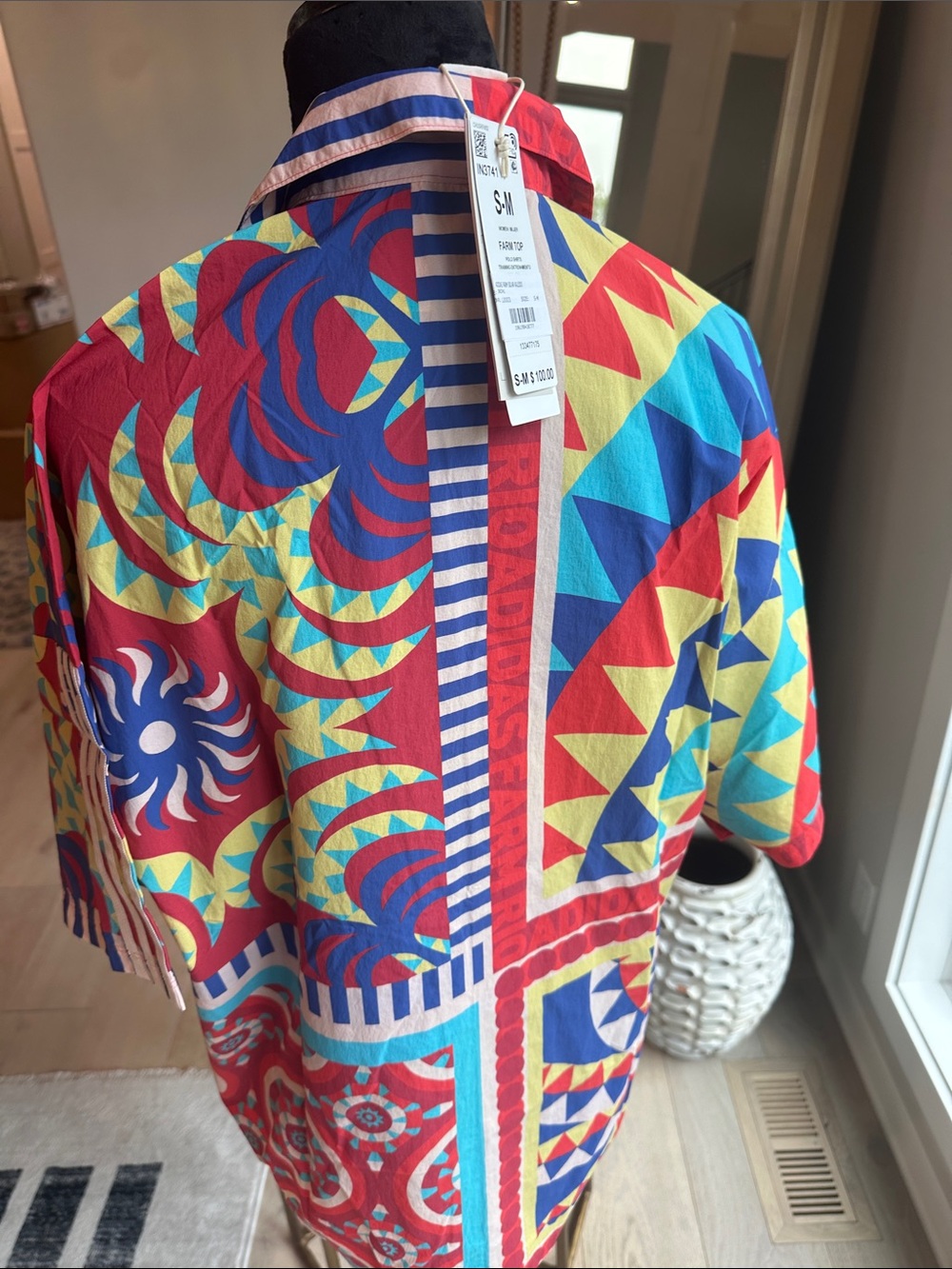 FARM Rio Red Multi Geometric Short-Sleeve Shirt Jacket - Picture 5 of 5